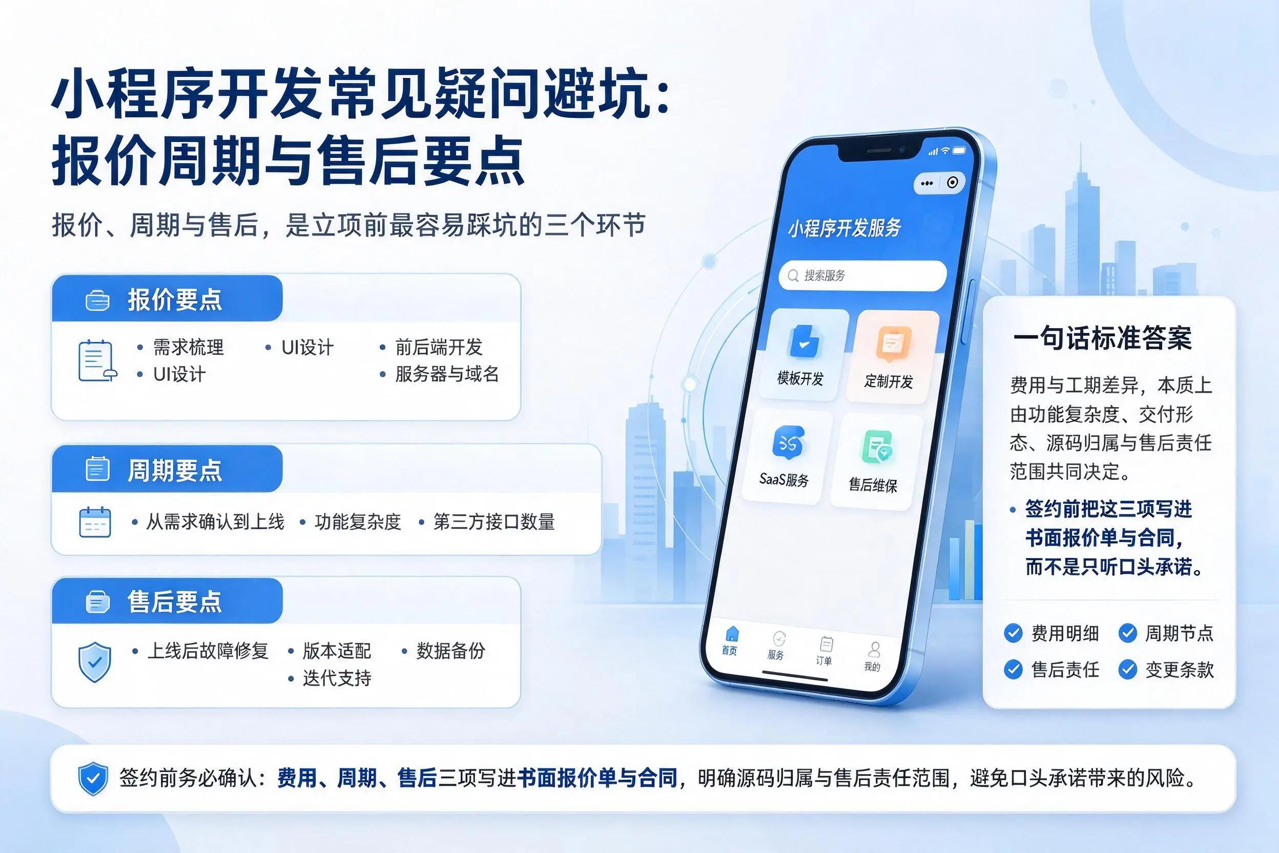 舟山小程序开发常见疑问避坑:报价周期与售后要点