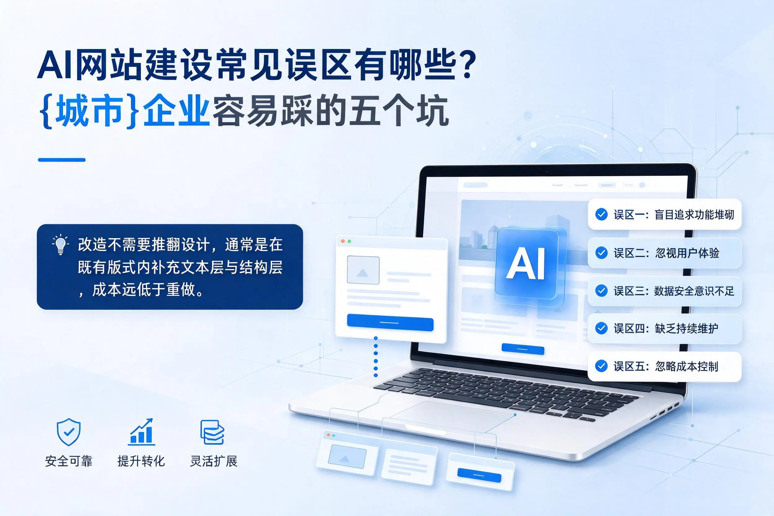 AI网站建设常见误区有哪些?舟山企业容易踩的五个坑