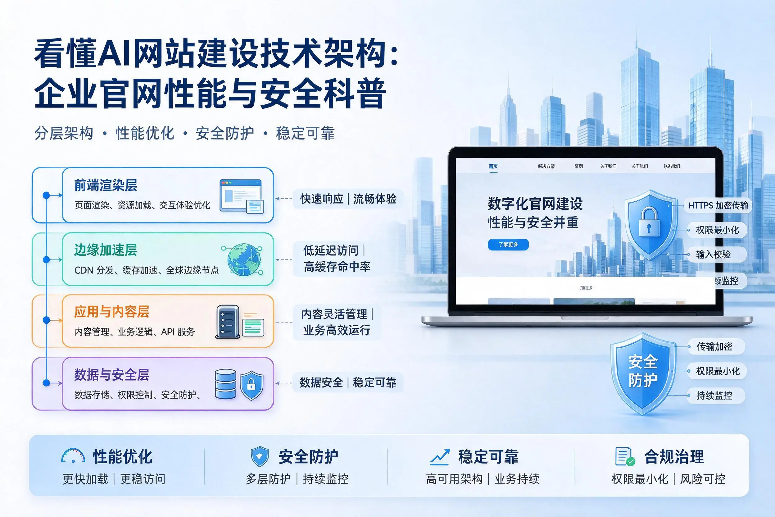 看懂AI网站建设技术架构:舟山企业官网性能与安全科普