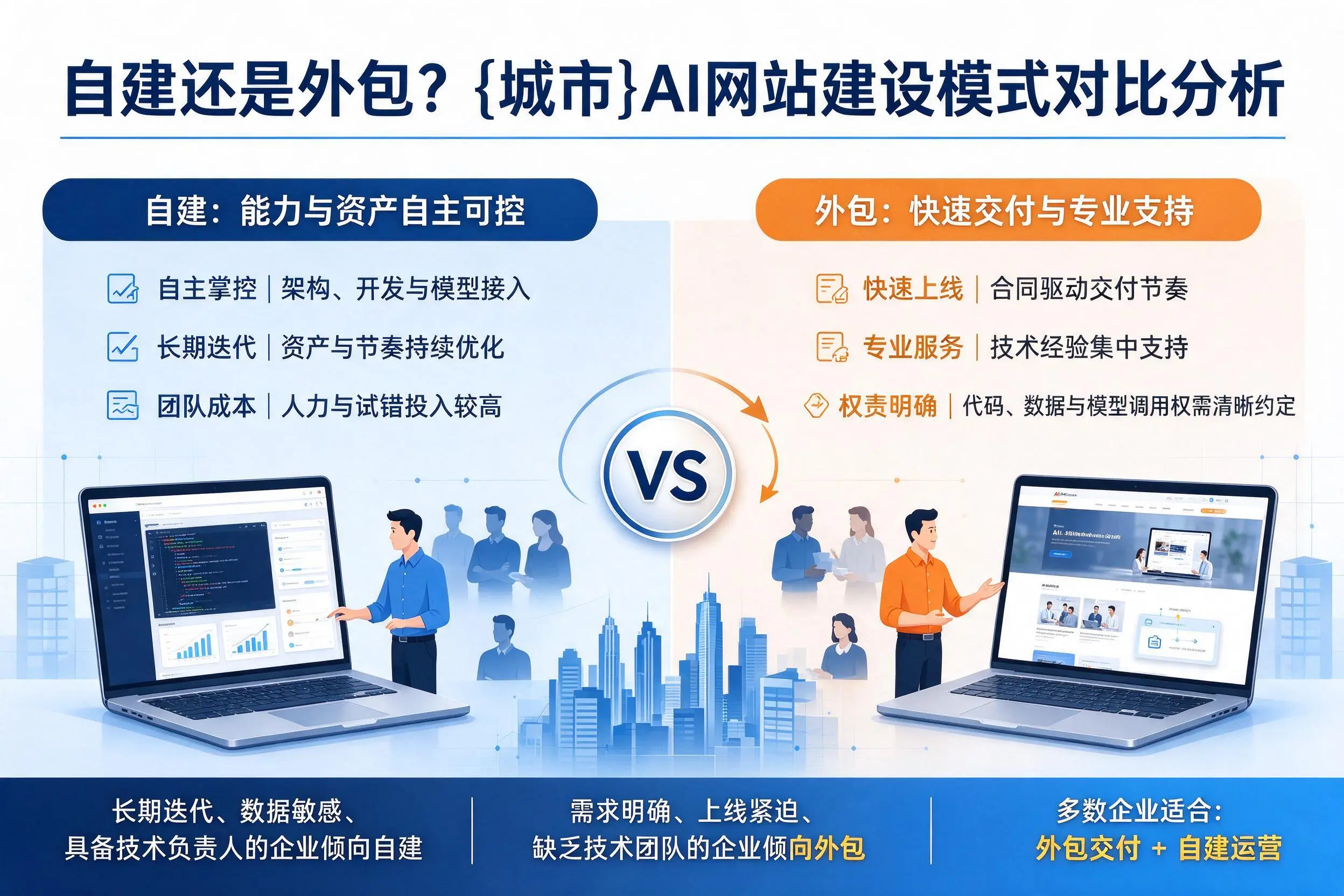 自建还是外包?舟山AI网站建设模式对比分析