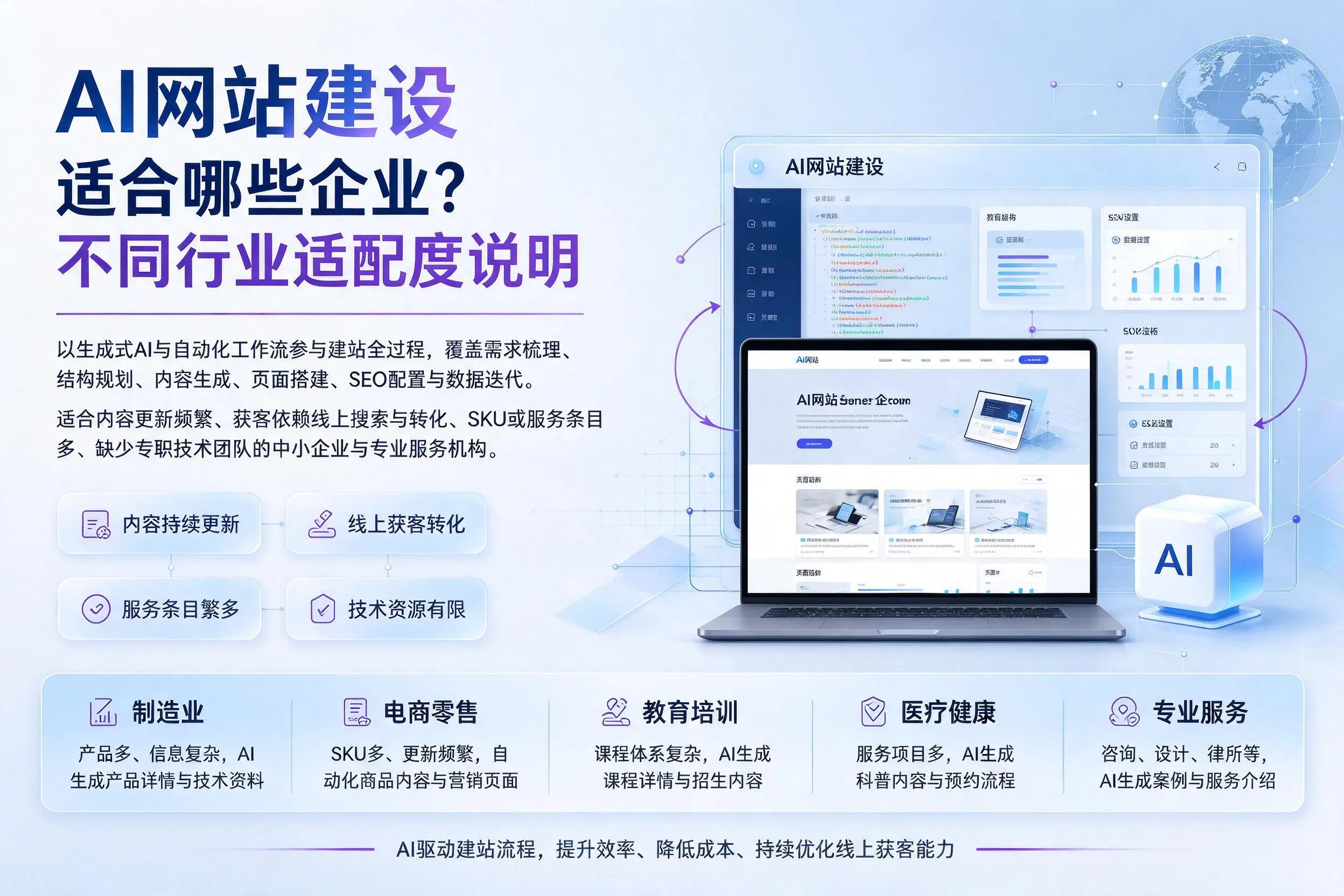 AI网站建设适合哪些企业?舟山不同行业适配度说明